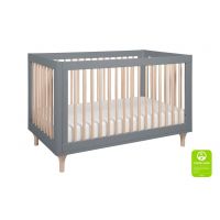 Babyletto Lolly 3-in-1 Convertible Crib With Toddler Rail - Grey/Washed Natural