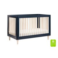Babyletto Lolly 3-in-1 Convertible Crib With Toddler Rail - Navy/Washed Natural